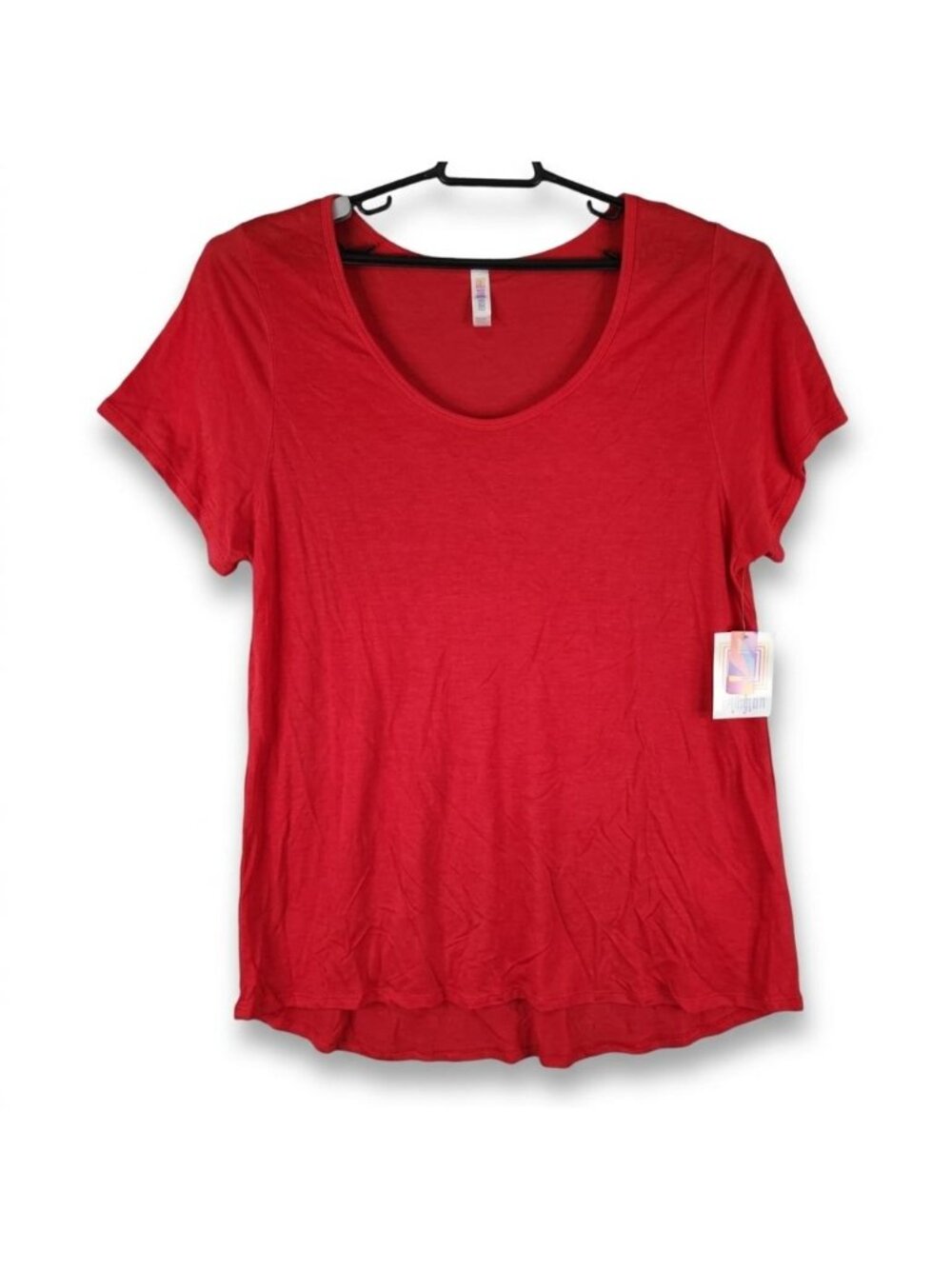 Womens LuLaRoe Red Top T Shirt Short Sleeve Scoop Neck Tencel Plus Size 2XL